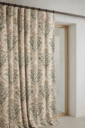 Linen Botanical Curtain, Sage Green Floral Drapes, Neutral Farmhouse Window Panel - Image 2