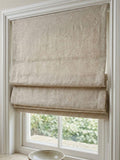 Embroidered Roman Shade, Neutral Beige Paisley Linen Look Roman Blind, Chain Control Curtain - Image 1