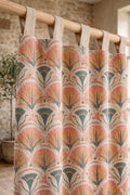 Art Deco Floral Linen Curtain Panel, Boho Vintage Drapery, Farmhouse Window Treatment - Image 2