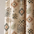 Boho Tribal Linen Curtain, Leopard and Leaf Print Drapes,  Custom Size - Image 2
