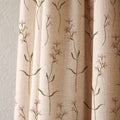 Wildflower Sprig Linen Curtain, Pink Blooms and Green Stems Print Drapes,  Custom Size - Image 2