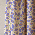 Bold Periwinkle Blue and Orange Linen Curtain, Green Stems Print Drapes,  Custom Size - Image 2