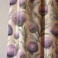 Large Purple Thistle Linen Curtain, Green Leaves Print Drapes,  Custom Size - Image 2
