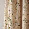 Soft White Wildflower Linen Curtain, Green Ferns Print Drapes,  Custom Size - Image 2