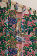 Pink Cheetah Jungle Linen Curtain, Tropical Botanical Boho Drapery - Image 3