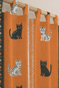 Linen Cat Print Curtain, Boho Rustic Window Panel, Farmhouse Animal Drapes - Image 3