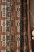 African Tribal Linen Curtain, Geometric Boho Earth Tone Drapes, Custom Size Window Panel - Image 1