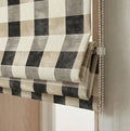 Buffalo Plaid Roman Shade, Linen Look Window Blind, Farmhouse Check Curtain - Image 1