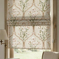 Floral Roman Shade, Beige Botanical Linen-Look Window Treatment, French Country Style Blind - Image 1