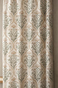 Linen Botanical Curtain, Sage Green Floral Drapes, Neutral Farmhouse Window Panel - Image 1