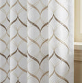 Luxury Embroidered Linen Curtain: Neutral Geometric Trellis Drapery - Image 2