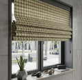Olive Green Woven Roman Shade: Textured Jacquard Roman Blind - Image 2