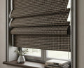Houndstooth Linen Roman Shade, Black Beige Woven Blind, Textured Fabric Window Covering - Image 1