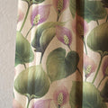 Botanical Leaf Linen Curtains, Green Pink Floral Nature Window Panel - Image 2