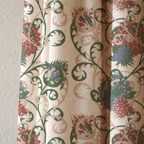 William Morris Style Floral Linen Curtain, Botanical Vintage Drapery, Cottagecore Home Decor