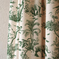 Safari Toile Curtain Panel, Elephant Giraffe Botanical Drapes, Green Wildlife Tropical Window Treatment - Image 2