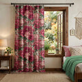 Pink Floral Leopard Print Curtain Panel, Boho Chic Botanical Drapes - Image 3