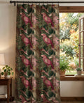 Tropical Leopard Parrot Jungle Drapes, Pink Exotic Animal Print Window Panel - Image 2