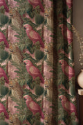 Tropical Leopard Parrot Jungle Drapes, Pink Exotic Animal Print Window Panel - Image 1