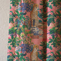 Pink Cheetah Jungle Linen Curtain, Tropical Botanical Boho Drapery - Image 1