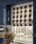 Buffalo Plaid Roman Shade, Linen Look Window Blind, Farmhouse Check Curtain - Image 2