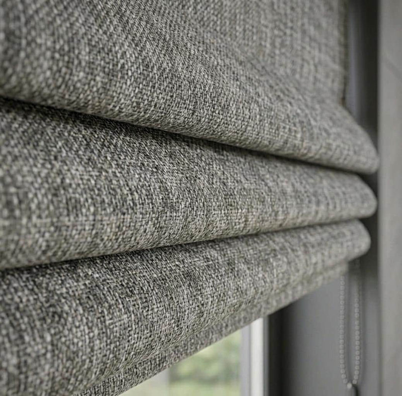 Gray Textured Woven Roman Shade, Custom Size Window Covering, Minimalist Natural Blind