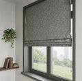 Gray Textured Woven Roman Shade, Custom Size Window Covering, Minimalist Natural Blind - Image 2