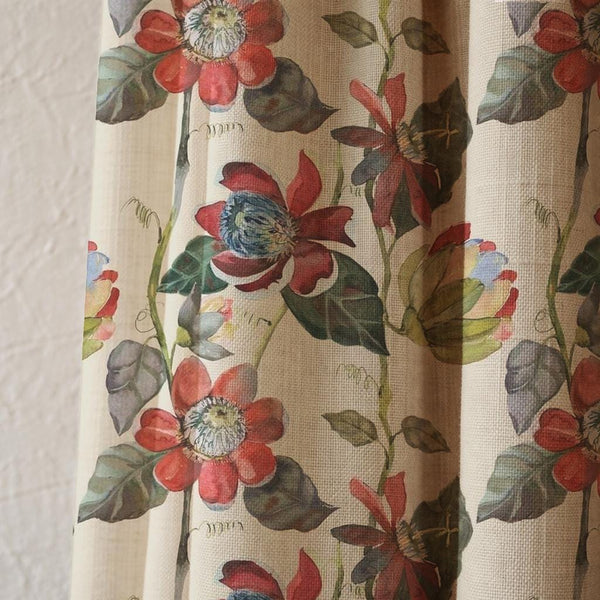 Watercolor Floral Linen Curtain, Vintage Botanical Drapes, Cottagecore Home Decor