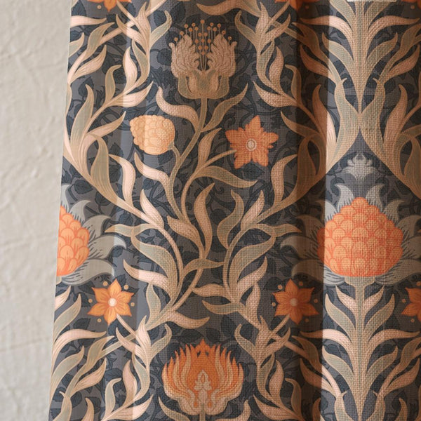 Linen William Morris Style Curtain Panel, Botanical Floral Drapes, Arts Crafts Cottagecore Boho Decor