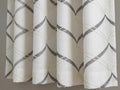 Embroidered Linen Curtain Panel, Geometric Beige Grommet Drapes, Contemporary Farmhouse Window Treatment - Image 1