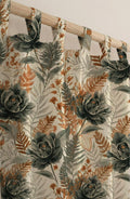 Floral Linen Curtain, Botanical Vintage Drapes, Rustic Farmhouse Window Panel - Image 2