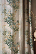 Heron Bird Linen Curtain Panel, Coastal Botanical Drapes, Tropical Nature Farmhouse Window Hanging - Image 1