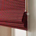 Red Houndstooth Woven Roman Shade, Custom Tailored Window Treatment - Image 1