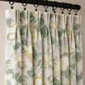 Sage Green Floral Linen Pinch Pleat Curtains, Custom-Sized, Panel or Pair - Image 1