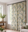 Sage Green Floral Linen Pinch Pleat Curtains, Custom-Sized, Panel or Pair - Image 2