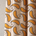 Mustard Paisley Linen Curtain, Boho Retro Botanical Window Panel, Mid Century Style Drapes - Image 3