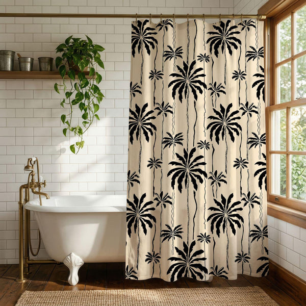Palm Tree Shower Curtain: Botanical Tropical Bathroom Decor