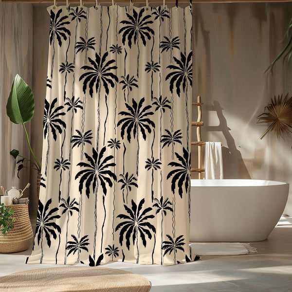 Palm Tree Shower Curtain: Botanical Tropical Bathroom Decor