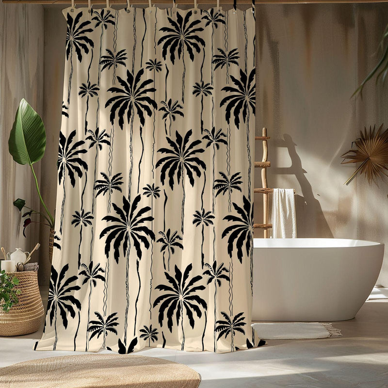 Palm Tree Shower Curtain: Botanical Tropical Bathroom Decor
