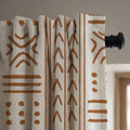 Boho Mudcloth Curtain, Tribal Geometric Linen Look Panel, Neutral Bohemian Home Decor - Image 3