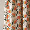 Boho Floral Linen Curtain, Retro Tulip Drapes, Vintage Bohemian Window Panel - Image 2