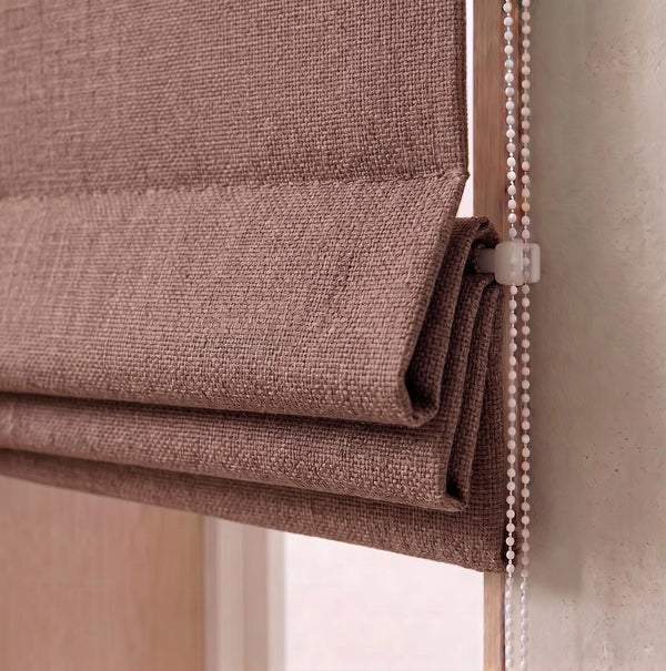 Textured Woven Roman Shade, Dusty Rose Linen Blind, Custom Window Treatment, Modern Farmhouse Decor