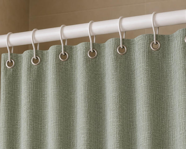 Linen Shower Curtain, Sage Green Shower Curtain, Farmhouse Bathroom Curtain, Textured Bath Curtain, Boho Bathroom Decor