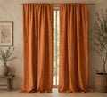 Terracotta Linen Curtain, Rustic Linen Drapes, Farmhouse Curtain Panel, Boho Window Treatment, Custom Curtain - Image 4