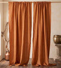 Terracotta Linen Curtain, Rustic Linen Drapes, Farmhouse Curtain Panel, Boho Window Treatment, Custom Curtain - Image 2