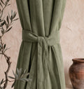 Olive Green Linen Curtain, Rustic Farmhouse Drapes, Sage Green Curtain Panel, Rod Pocket Window Treatment - Image 1