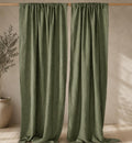 Olive Green Linen Curtain, Rustic Farmhouse Drapes, Sage Green Curtain Panel, Rod Pocket Window Treatment - Image 2