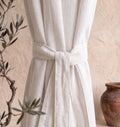 Neutral Linen Curtain Panel, Off White Rustic Drapes, Farmhouse Window Treatment, Beige Linen Look Curtain, Boho Home Decor - Image 1
