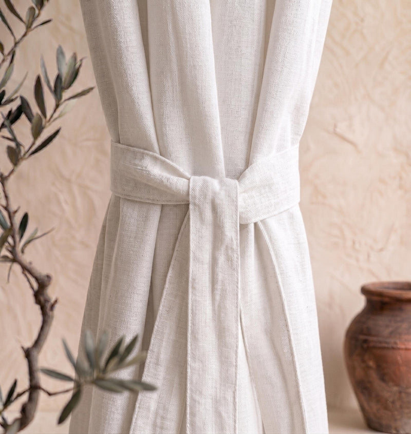 Neutral Linen Curtain Panel, Off White Rustic Drapes, Farmhouse Window Treatment, Beige Linen Look Curtain, Boho Home Decor