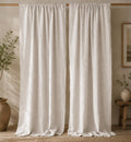 Neutral Linen Curtain Panel, Off White Rustic Drapes, Farmhouse Window Treatment, Beige Linen Look Curtain, Boho Home Decor - Image 2